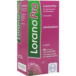 Eine rosa Packung eines Anti-Allergie-Medikaments namens LoranoPro.